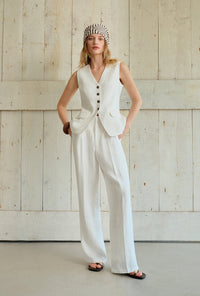 Petite Studio's Darien Linen Vest in Ivory 