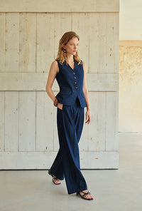 Petite Studio's Darien Cotton Vest in Indigo