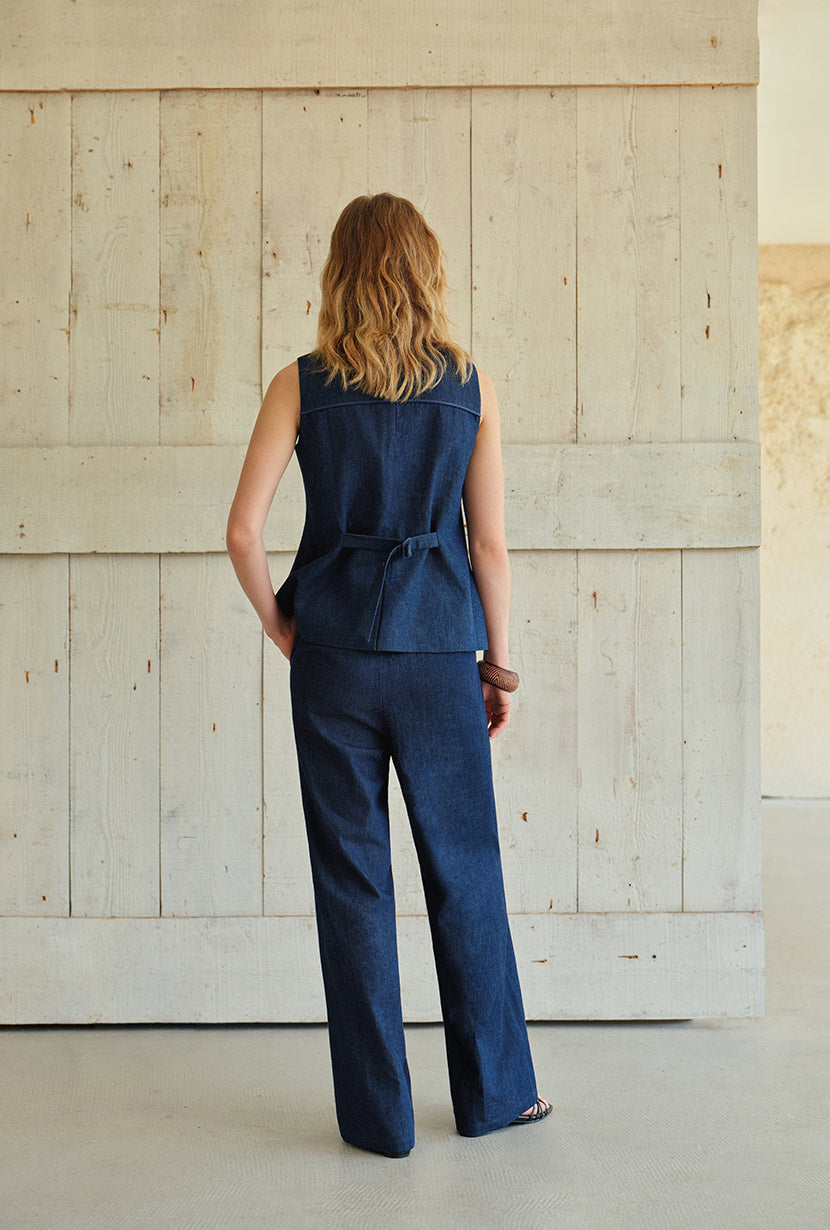 Petite Studio's Darien Cotton Vest in Indigo