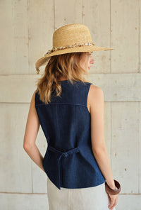 Petite Studio's Darien Cotton Vest in Indigo