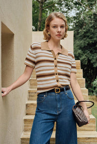 Petite Studio's Dotty Cotton Crochet Top Striped