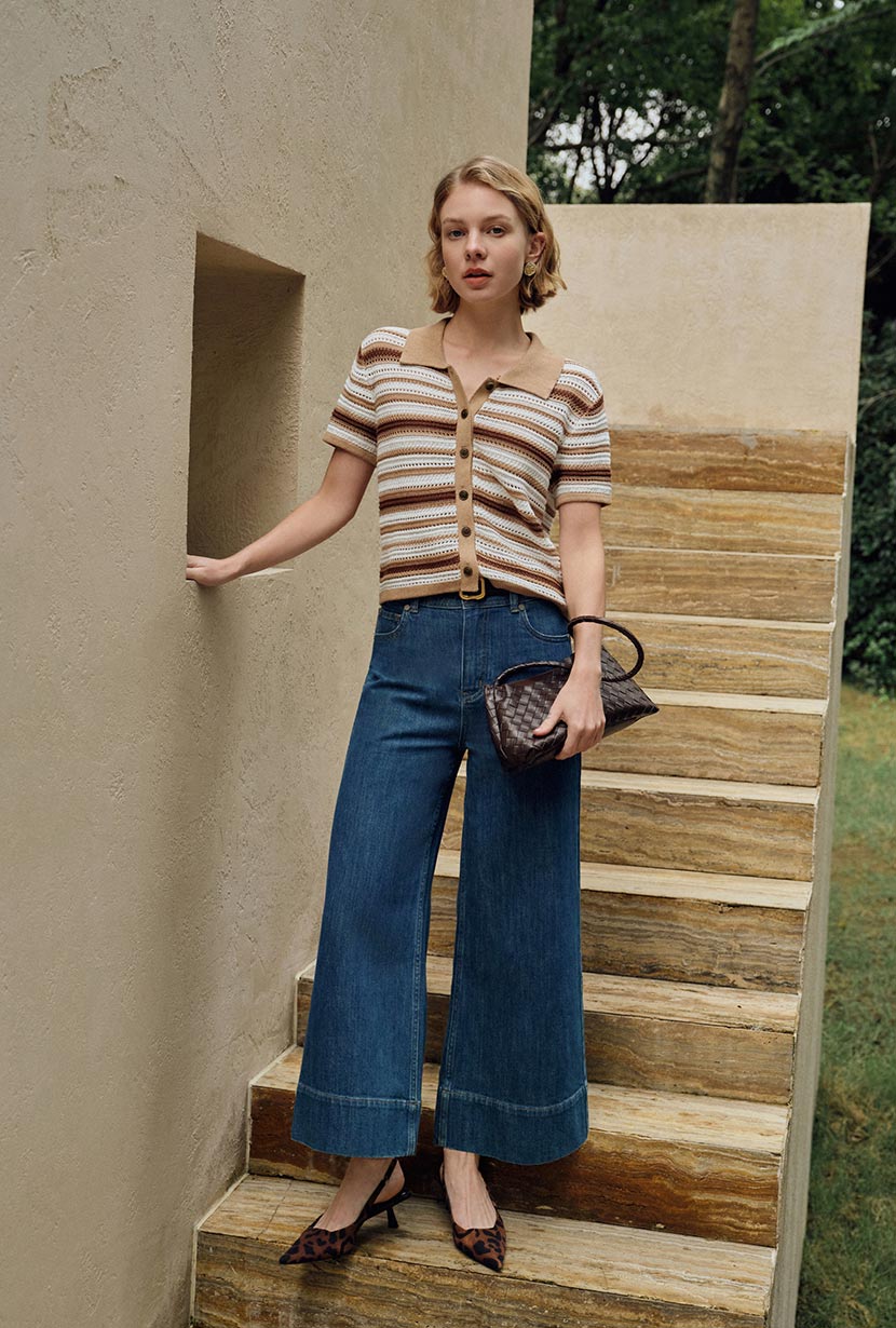 Petite Studio's Dotty Cotton Crochet Top Striped