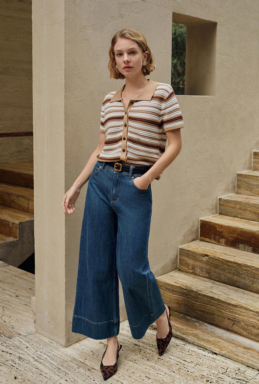 Petite Studio's Dotty Cotton Crochet Top Striped