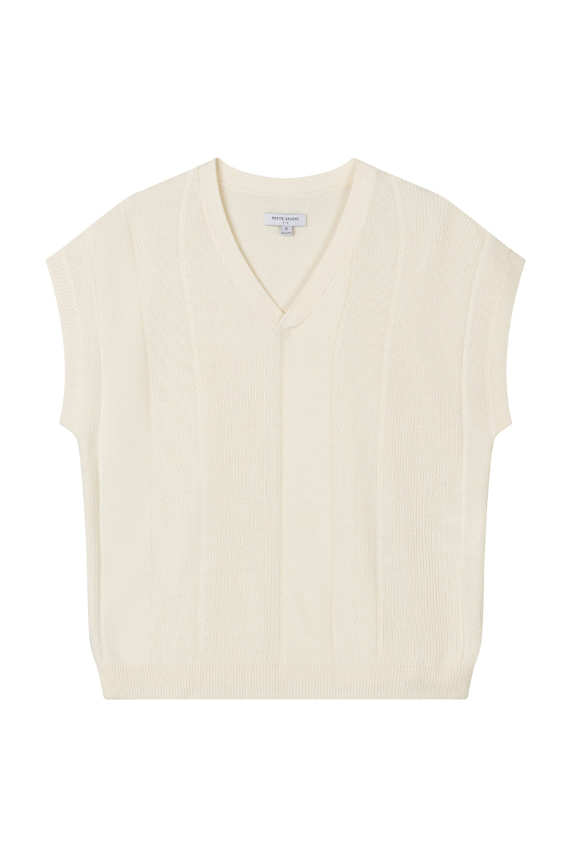 Petite Studio's Eugene Cotton Knit Top in Ivory 