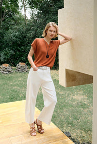 Petite Studio's Eugene Cotton Knit Top in Bronze