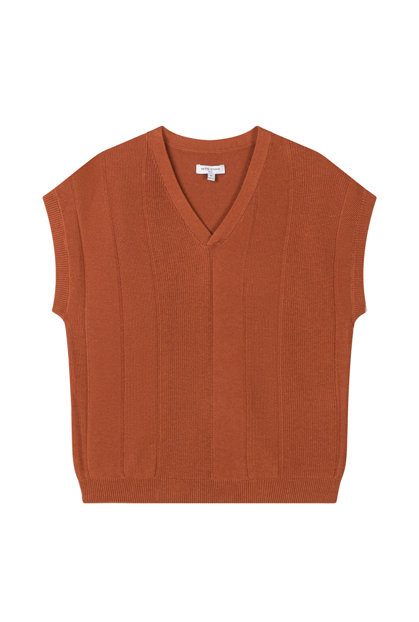 Petite Studio's Eugene Cotton Knit Top in Bronze