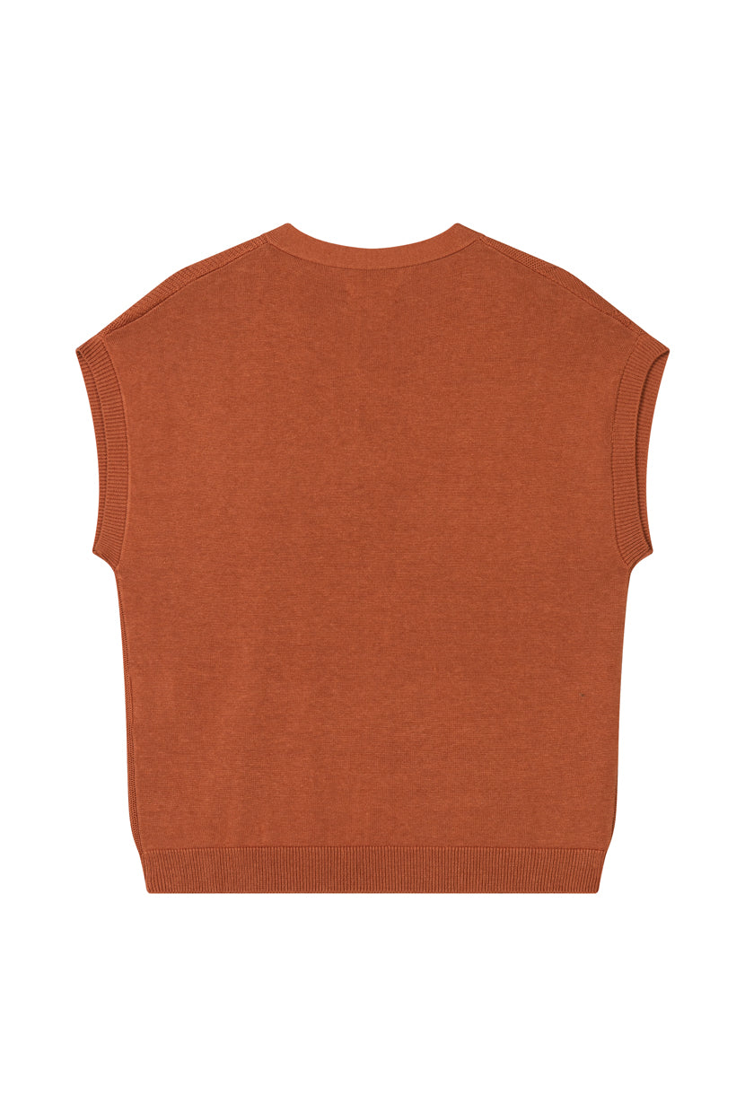 Petite Studio's Eugene Cotton Knit Top in Bronze