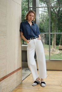 Petite Studio's Eris Cotton Shirt in Denim Blue