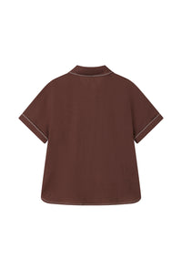 Petite Studio's Eris Linen Shirt in Chocolate