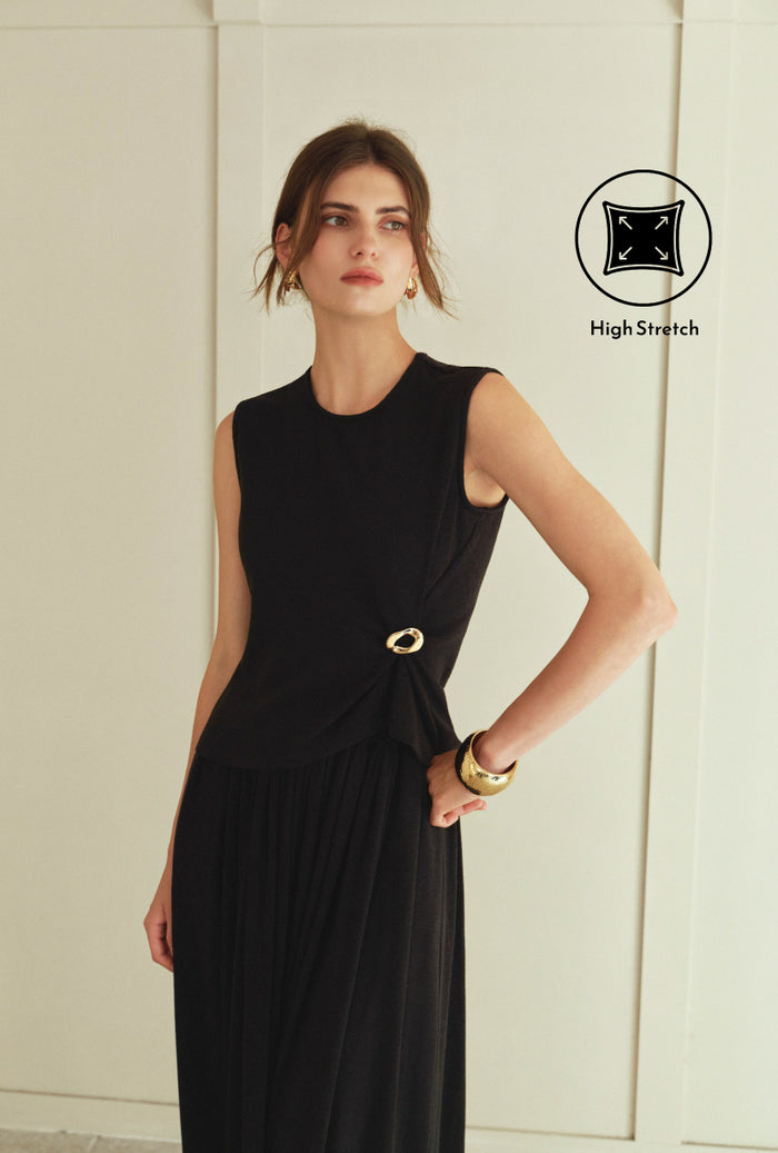 Petite Studio's Jeevan Jersey Cotton Top in Black