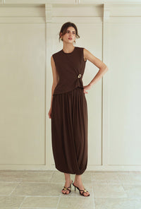 Petite Studio's Jeevan Jersey Cotton Top in Chocolate