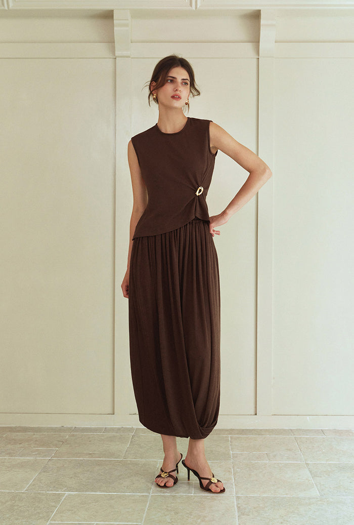Petite Studio's Jeevan Jersey Cotton Top in Chocolate