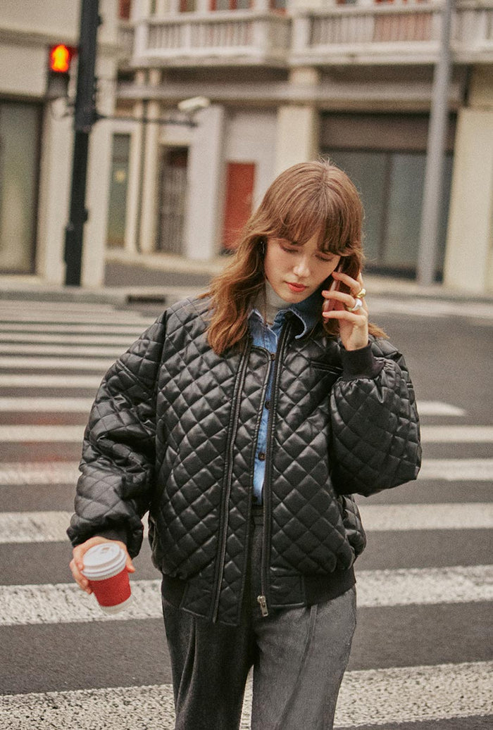 Petite Studio's Heath Oversized Leather Jacket in Black