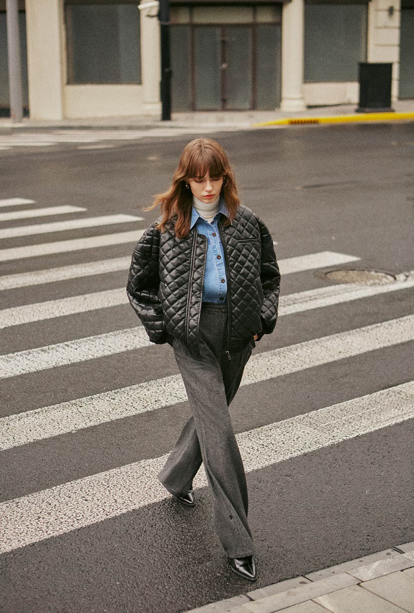 Petite Studio's Heath Oversized Leather Jacket in Black