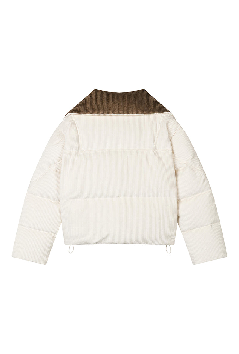 Petite Studio's Carter Corduroy Down Jacket in Ivory

