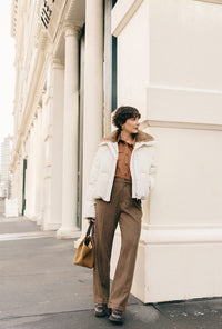 Petite Studio's Carter Corduroy Down Jacket in Ivory
