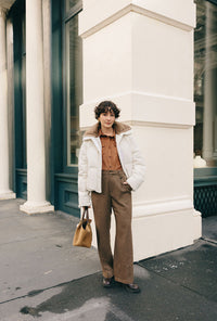 Petite Studio's Carter Corduroy Down Jacket in Ivory
