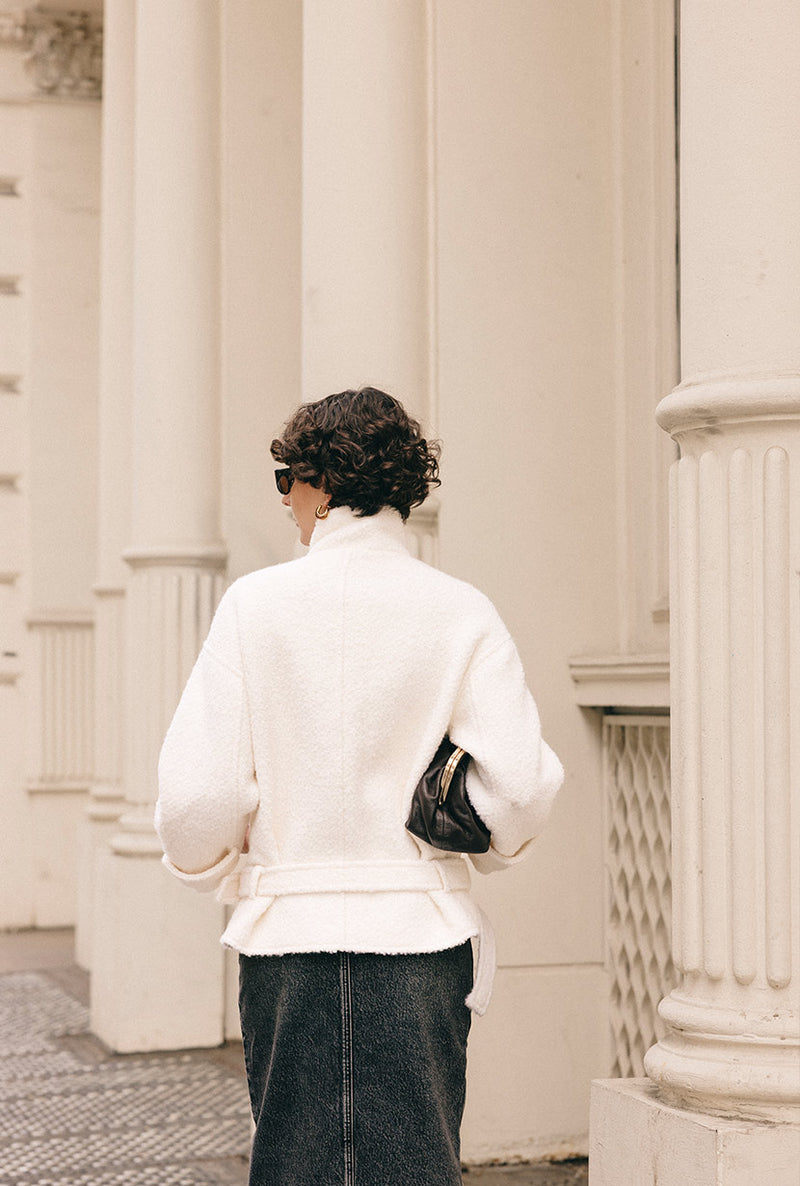 Petite Studio's Cole Wool Short Coat in Ivory