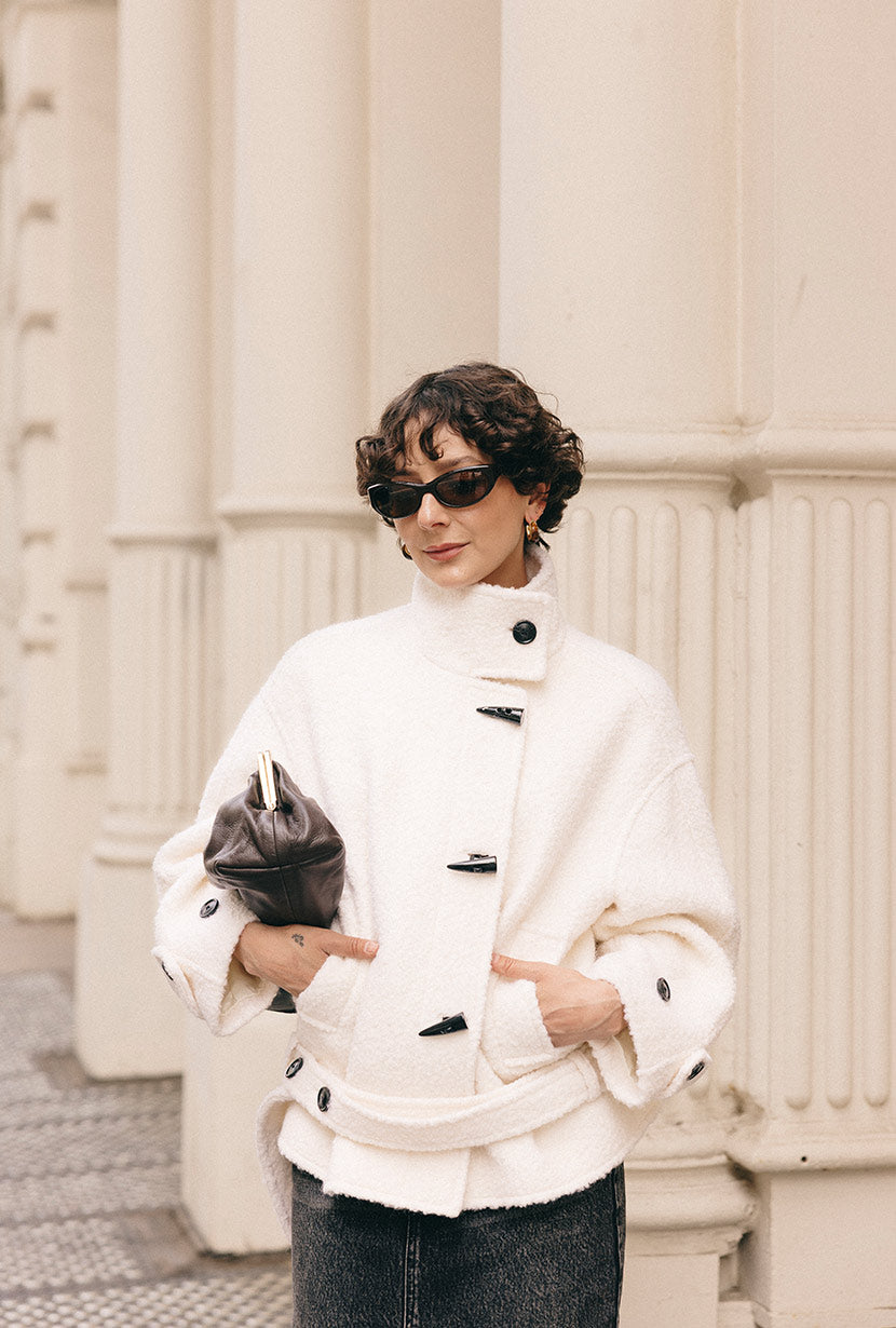 Petite Studio's Cole Wool Short Coat in Ivory