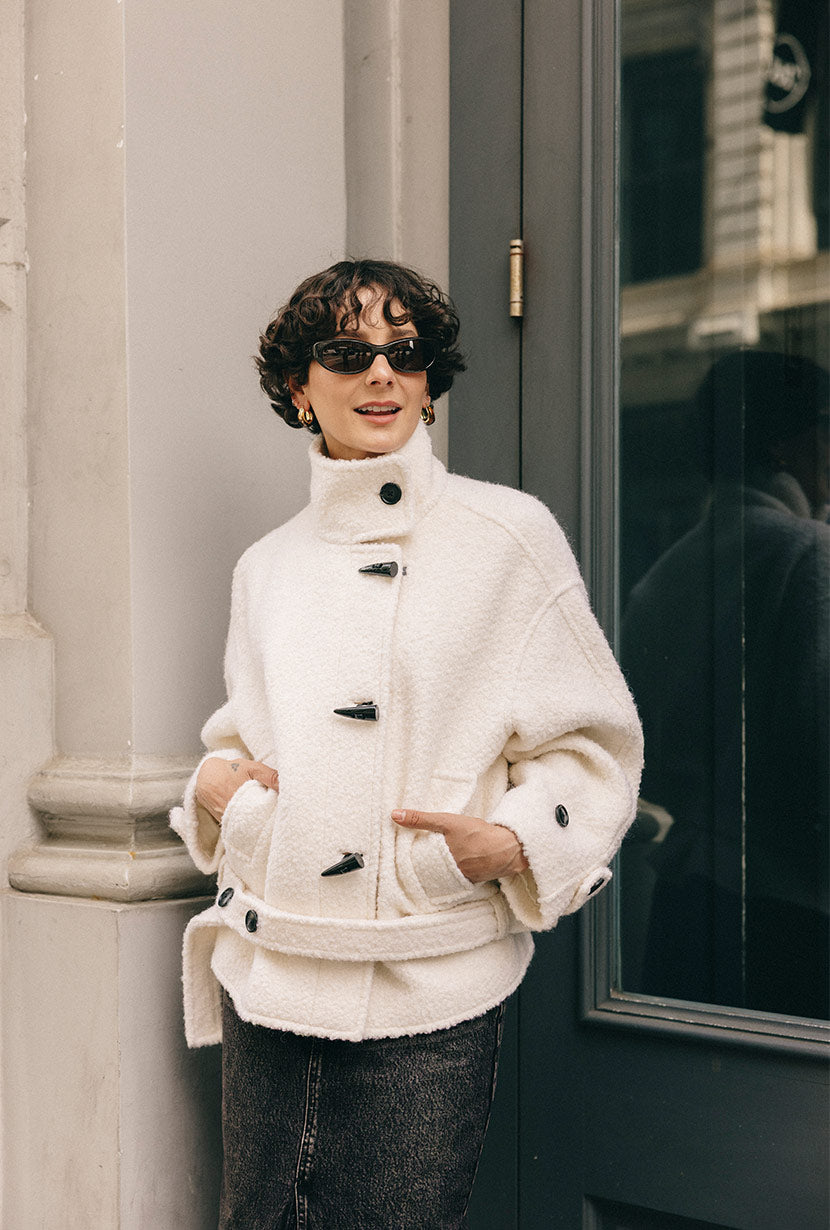 Petite Studio's Cole Wool Short Coat in Ivory