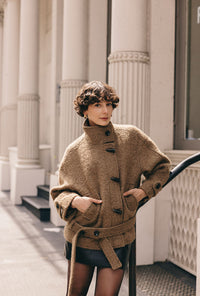 Petite Studio's Cole Wool Short Coat in Brown

