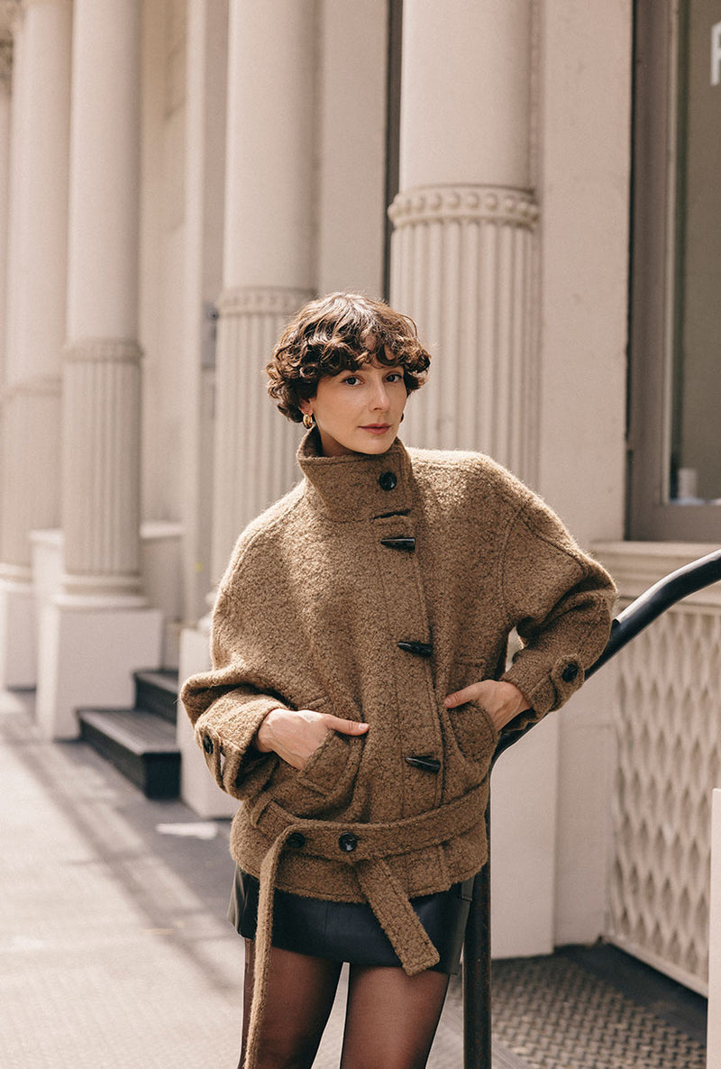 Petite Studio's Cole Wool Short Coat in Brown
