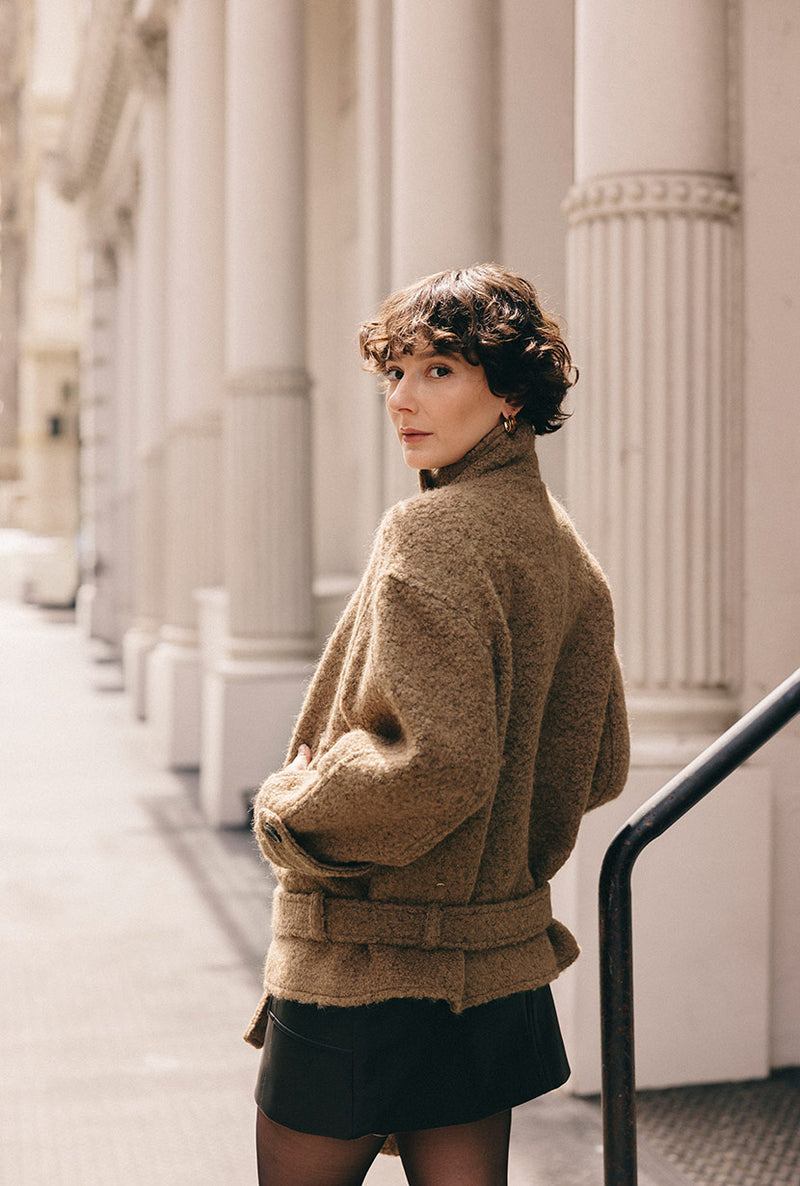 Petite Studio's Cole Wool Short Coat in Brown
