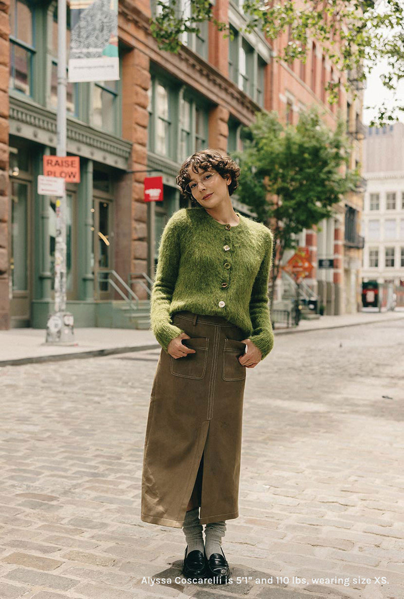 Petite Studio's Brayden Alpaca Cardigan in Olive Green