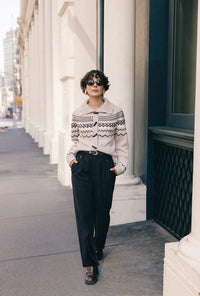 Petite Studio's Cohen Fair Isle Wool Cardigan in Beige 