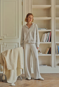 Petite Studio's Colby Cotton Zip-Up Hoodie in Heather White 
