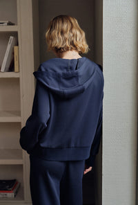 Petite Studio's Colby Cotton Zip-Up Hoodie in Navy