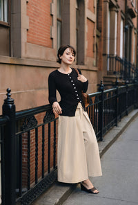 Petite Studio's Delsie Cotton Knit Top in Black