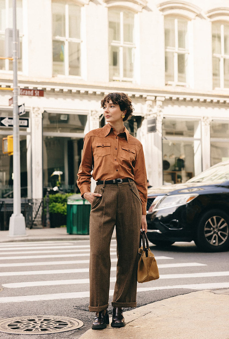 Petite Studio's Reign Wool Pants in Hazelnut