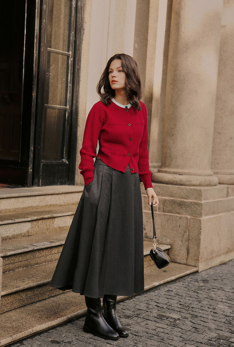 Petite Studio's Blake Wool Blend Skirt in Grey