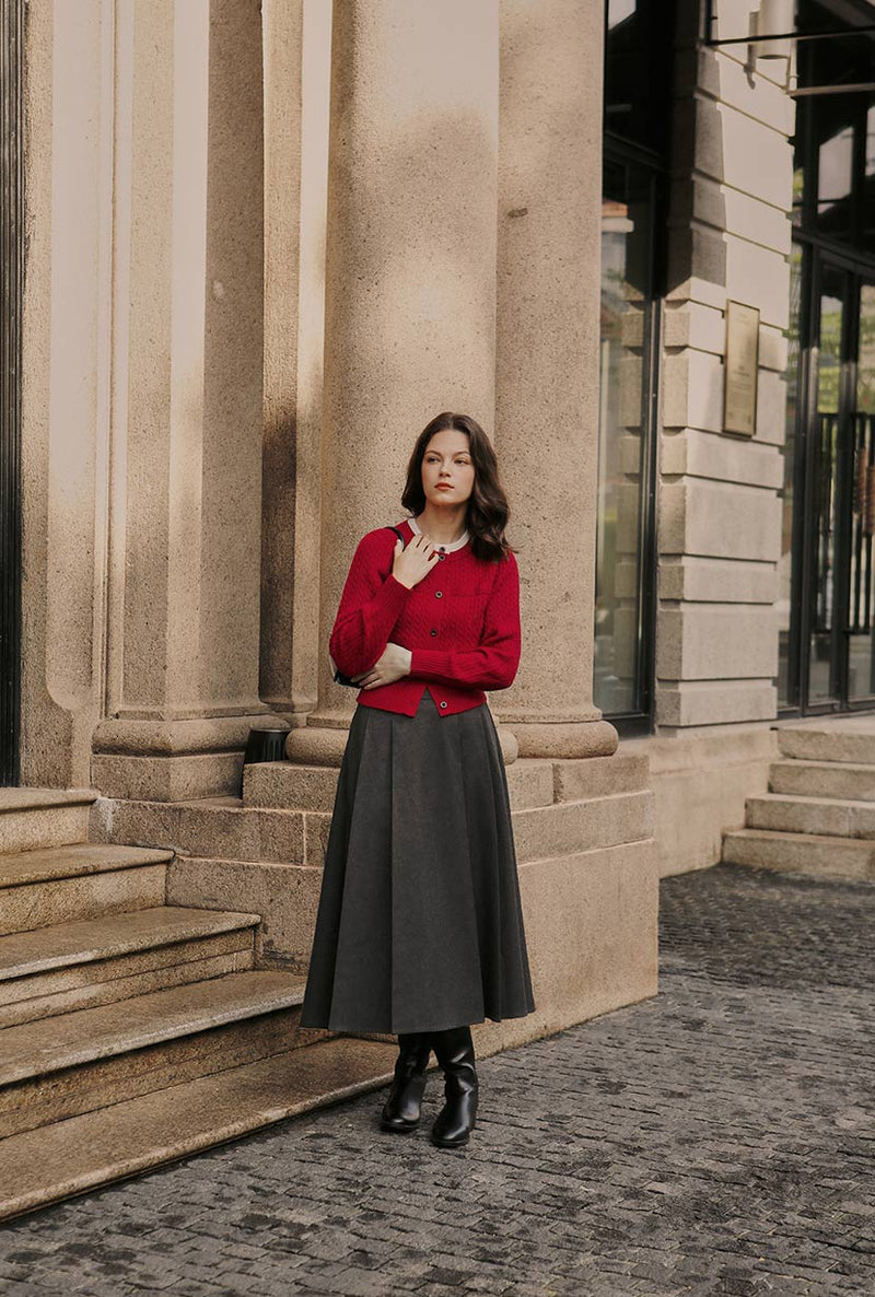 Petite Studio's Blake Wool Blend Skirt in Grey