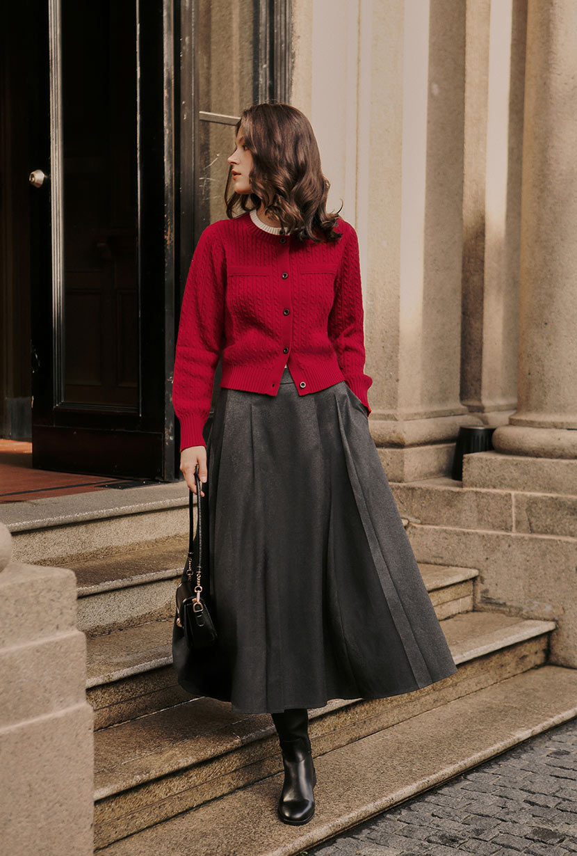 Petite Studio's Blake Wool Blend Skirt in Grey