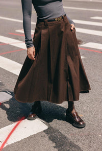 Petite Studio's Blake Wool Blend Skirt in Chocolate 