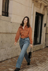 Petite Studio's Cayden Mid Rise Straight Leg Jeans in Blue 