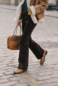 Petite Studio's Cody Curdoroy Flared Pants in Brown