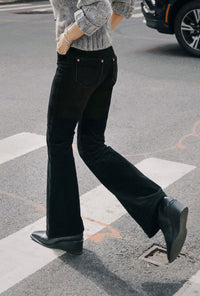 Petite Studio's Cody Corduroy Flared Pants in Black