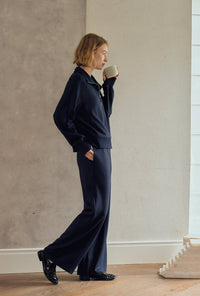 Petite Studio's Chase Cotton Straight Leg Pants in Navy