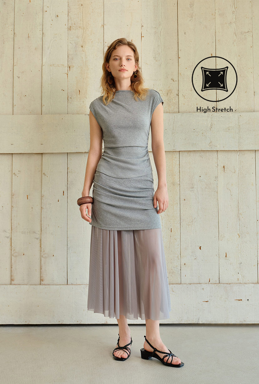Petite Studio's Dolly Jersey Cotton Skirt in Grey