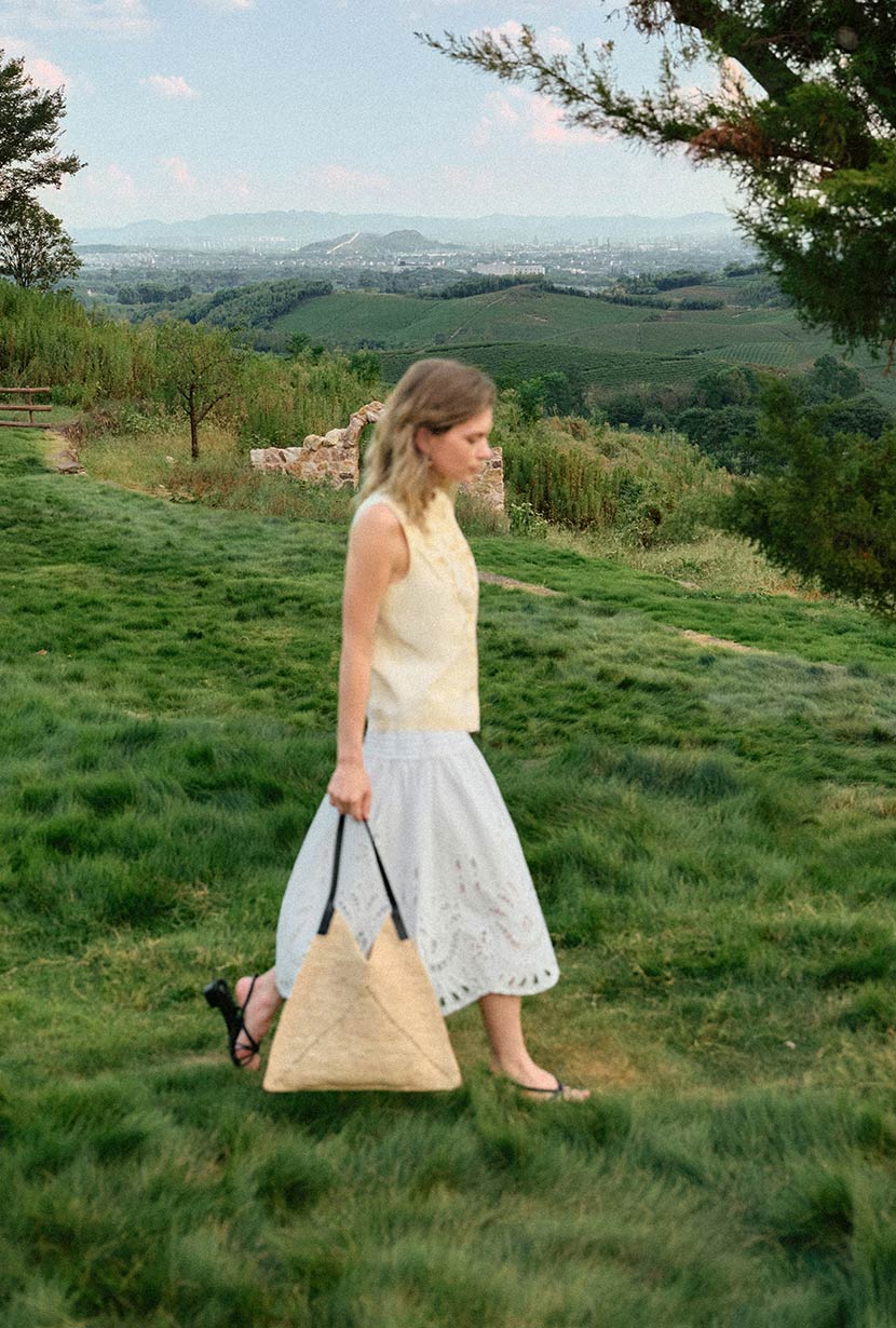 Petite Studio's Edna Cotton Embroidered Skirt in White 