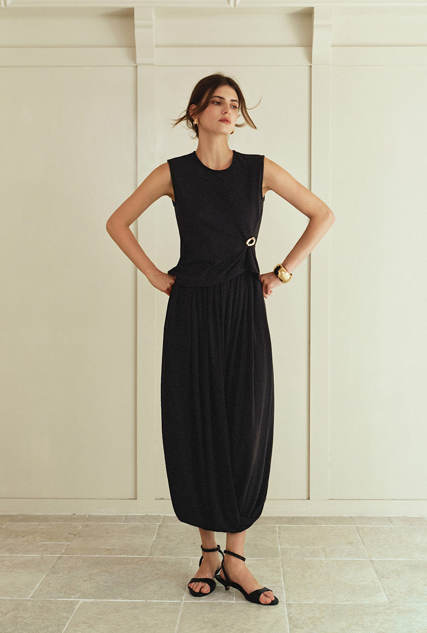Petite Studio's Quentin Jersey Cotton Cocoon Skirt in Black