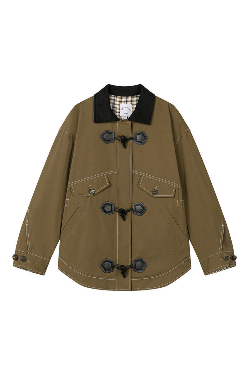 Petite Studio's Bryce Cotton Barn Jacket in Olive Brown