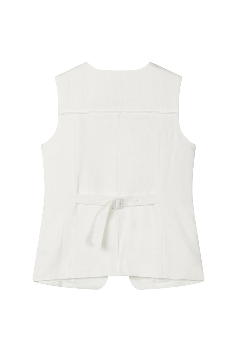 Petite Studio's Darien Linen Vest in Ivory 