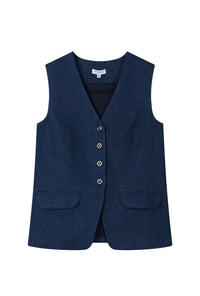 Petite Studio's Darien Cotton Vest in Indigo