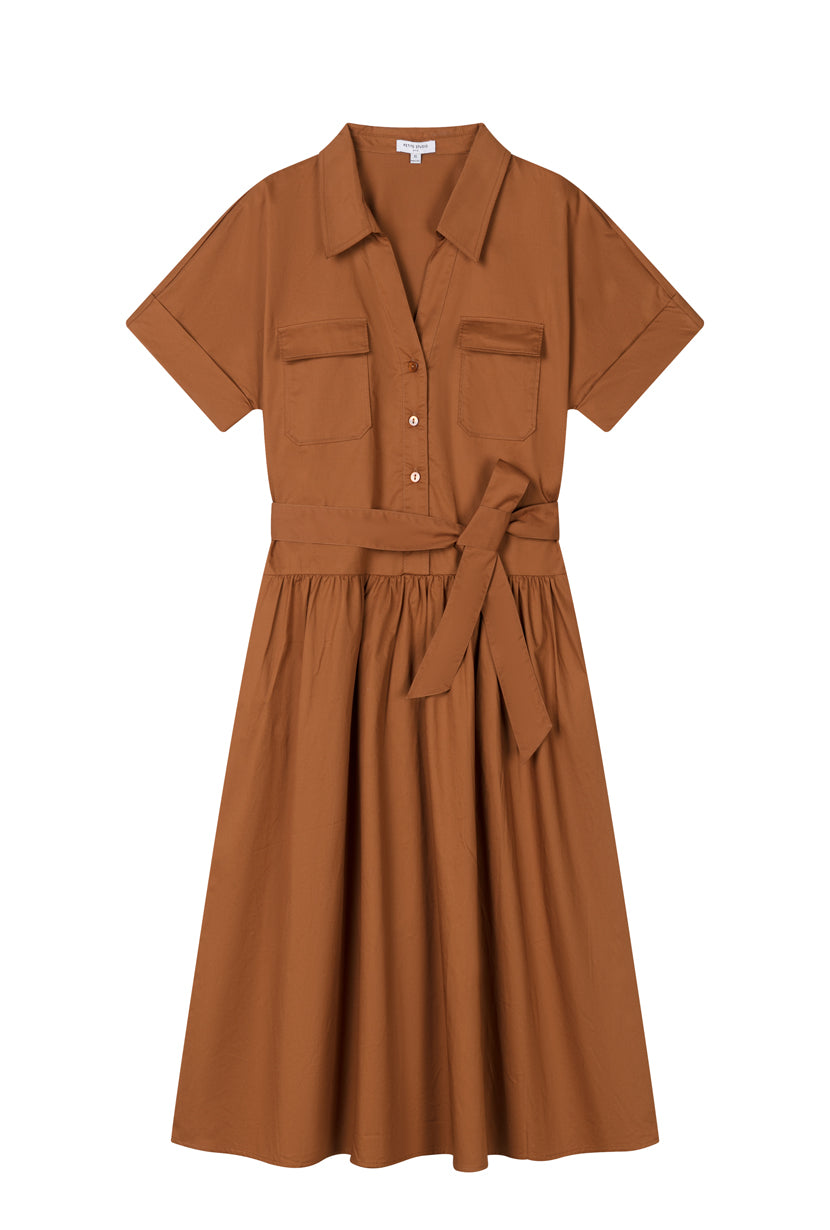Petite Studio's Ellory Cotton Shirt Dress in Ginger