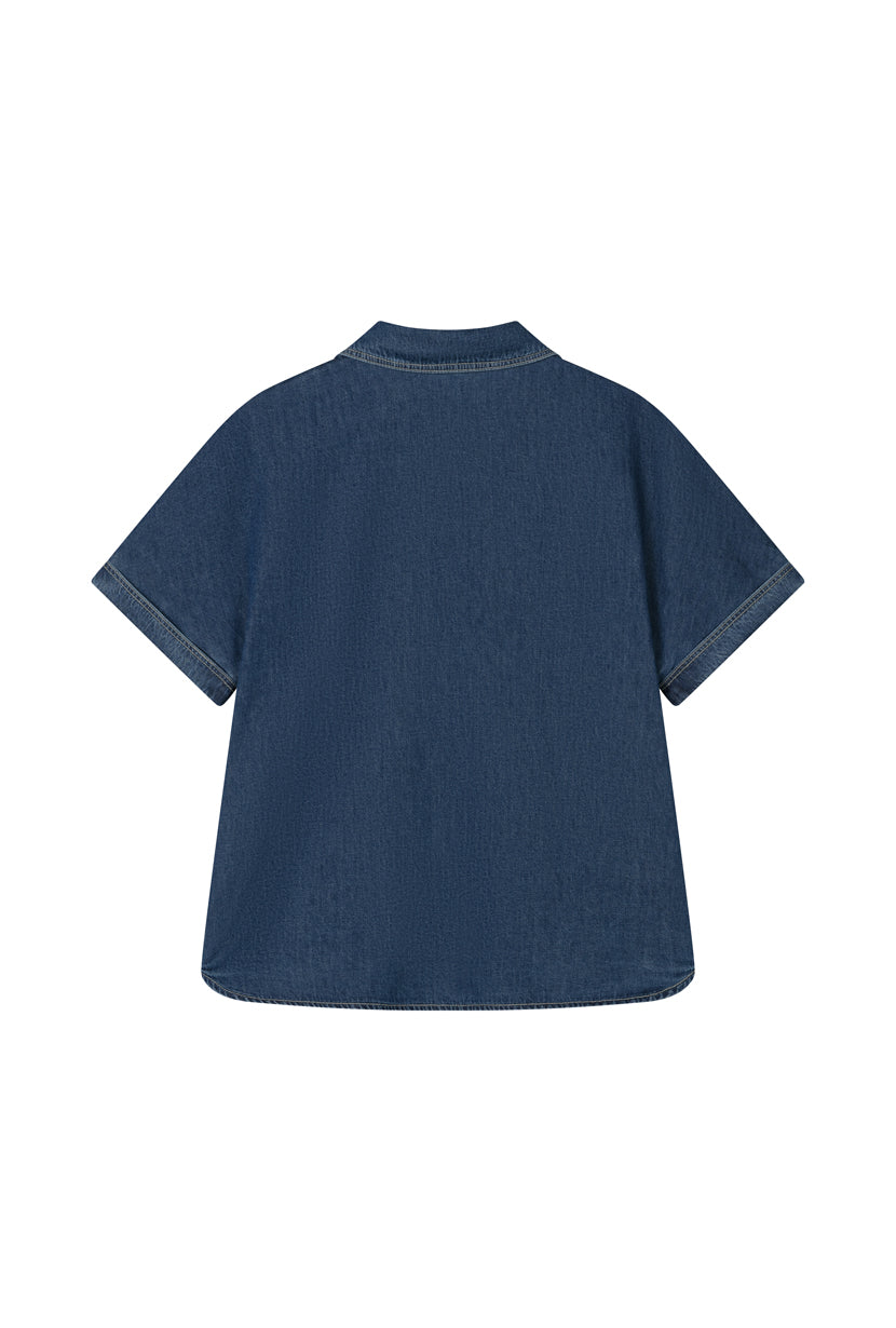 Petite Studio's Eris Cotton Shirt in Denim Blue
