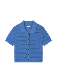 Petite Studio's Dotty Cotton Crochet Top in Blue